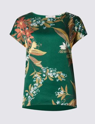 Loose Fit Floral Woven Front Top